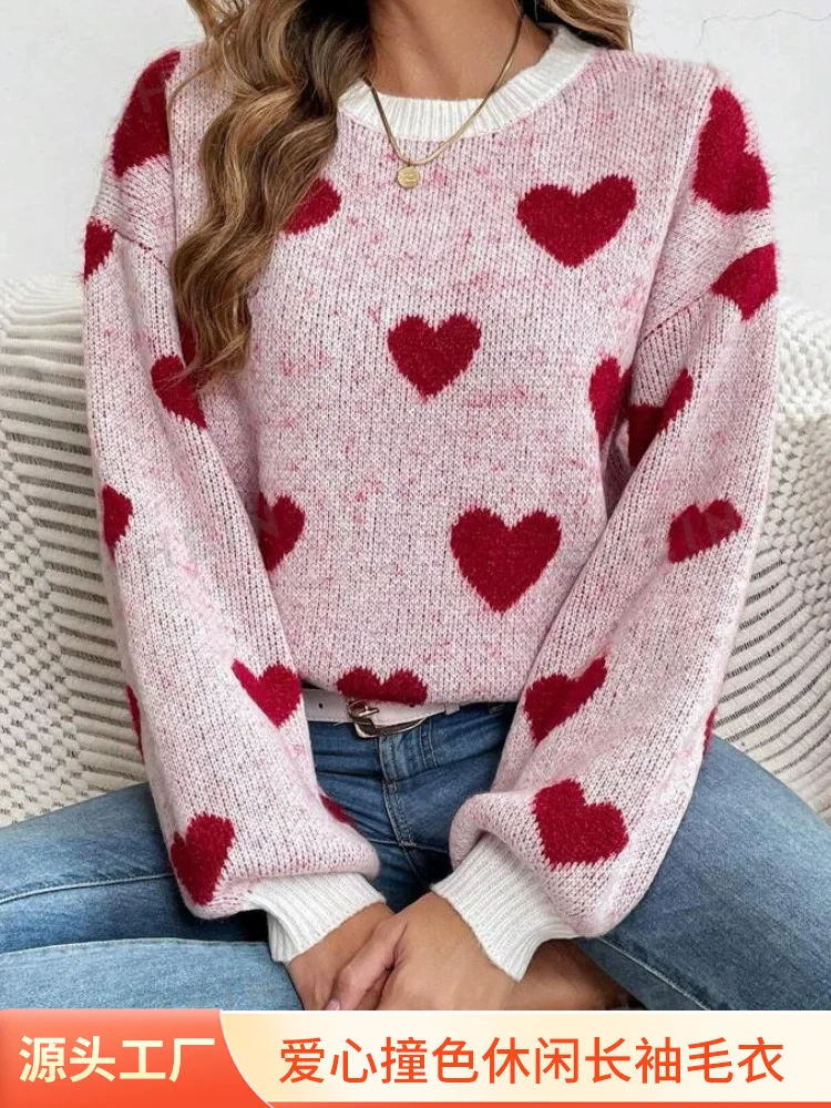 Женский свитер с круглым вырезом и сердечками, свободный, приталенный, вязаный, повседневный, оверсайз, уютный, с заниженной линией плеча, осенний, шикарный, мягкий пуловер
Женский свитер с круглым вырезом и сердечками, свободный, приталенный, вязаный, повседневный, оверсайз, уютный, с заниженной линией плеча, осенний, шикарный, мягкий пуловер