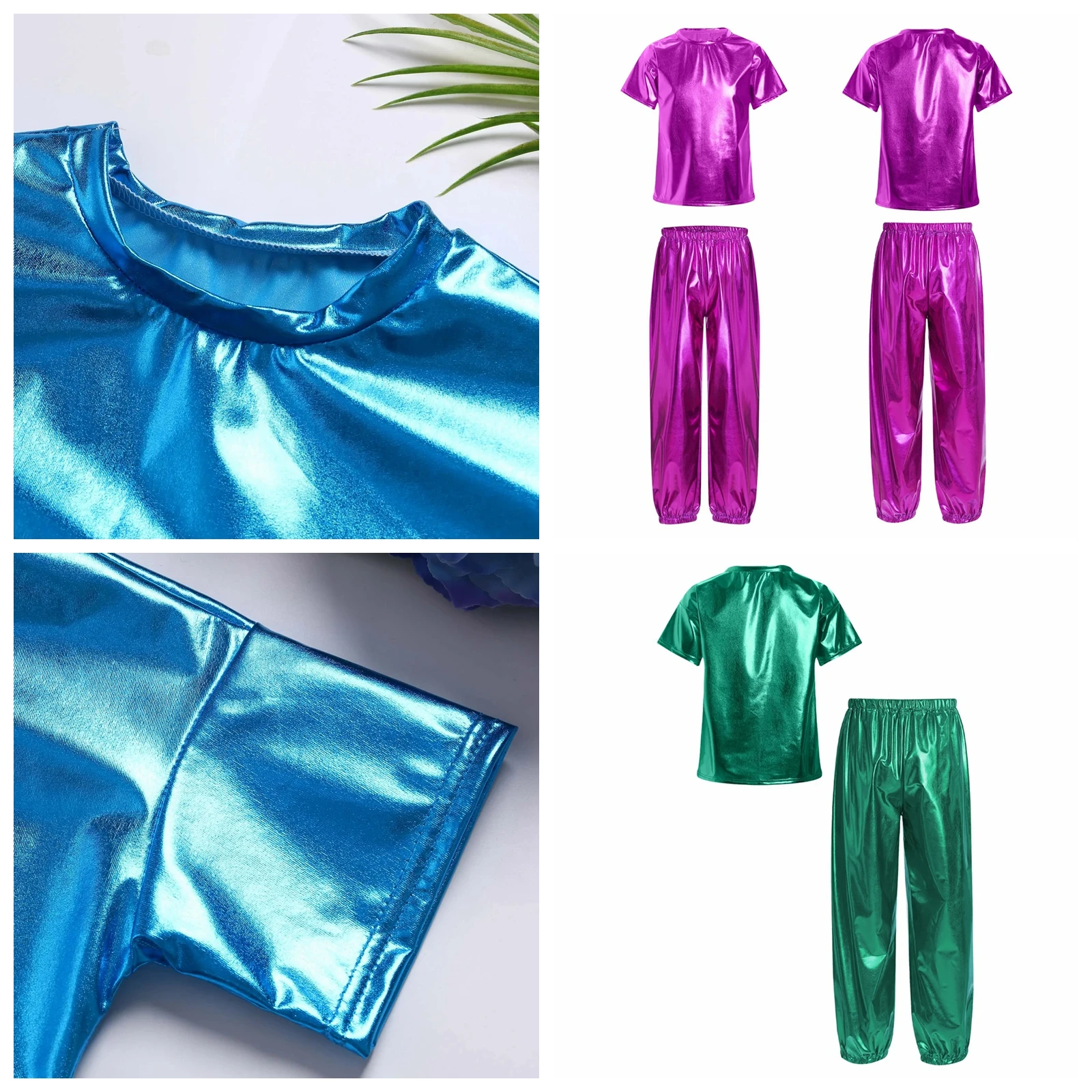 Kids Girls Boys Jazz Modern Dance Hip Hop Clothes Metallic Party Performance Costume Disco Outfit Short Sleeve T-shirt + Pants
Kids Girls Boys Jazz Modern Dance Hip Hop Clothes Metallic Party Performance Costume Disco Outfit Short Sleeve T-shirt + Pants