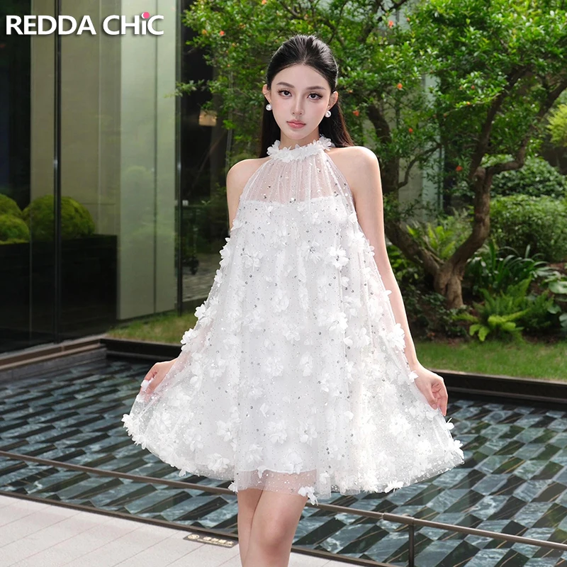 ReddaChic Women Sequined White Babydoll Dress Homecoming 3D Flowers Shiny A-line Halter Mini One-piece Fairycore Summer Clothes
ReddaChic Women Sequined White Babydoll Dress Homecoming 3D Flowers Shiny A-line Halter Mini One-piece Fairycore Summer Clothes