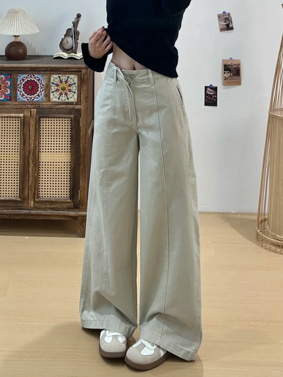 American Retro Light Beige Casual Workwear Jeans Women's High Waist Slim Straight Wide Leg Pants Spring New Style
American Retro Light Beige Casual Workwear Jeans Women's High Waist Slim Straight Wide Leg Pants Spring New Style