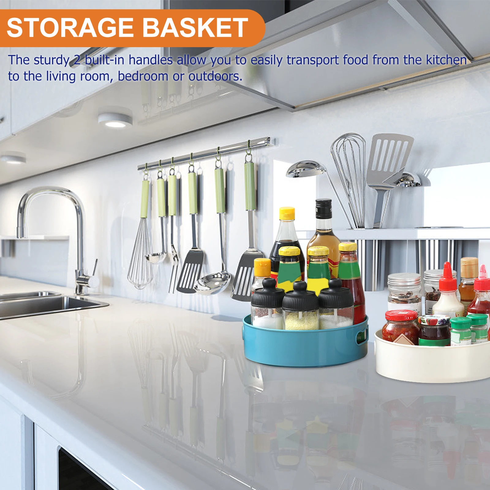 2pcs Kitchen Condiment Storage Box Rotating Shelf Tray Blue White Plastic Home ganizer Storage Basket Container
2pcs Kitchen Condiment Storage Box Rotating Shelf Tray Blue White Plastic Home ganizer Storage Basket Container