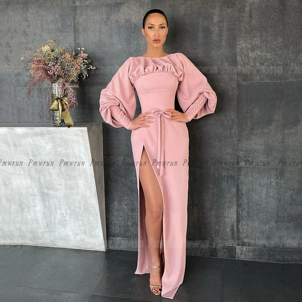Modern Split Rose Gold Evening Dresses For Woman Long Sleeves Sexy Sheath Prom Party Gowns Floor Length Celebrity Formal
Modern Split Rose Gold Evening Dresses For Woman Long Sleeves Sexy Sheath Prom Party Gowns Floor Length Celebrity Formal