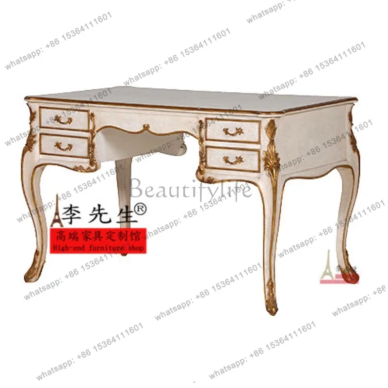 Европейский французский простой белый старый письменный стол, компьютерный стол из цельного дерева в стиле ретро
Европейский французский простой белый старый письменный стол, компьютерный стол из цельного дерева в стиле ретро