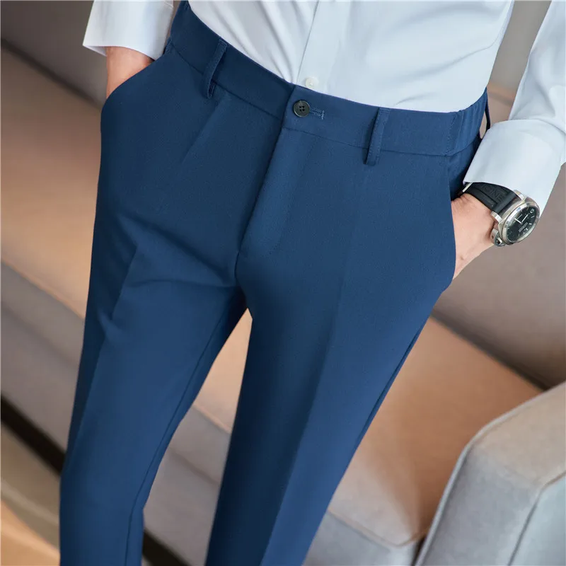 2022 Korean Style Fashion Belt Pants Men Ankle-Length Solid Elastic Waist Casual Pants Anti-wrinkle Silky Trousers Blue Black
2022 Korean Style Fashion Belt Pants Men Ankle-Length Solid Elastic Waist Casual Pants Anti-wrinkle Silky Trousers Blue Black
