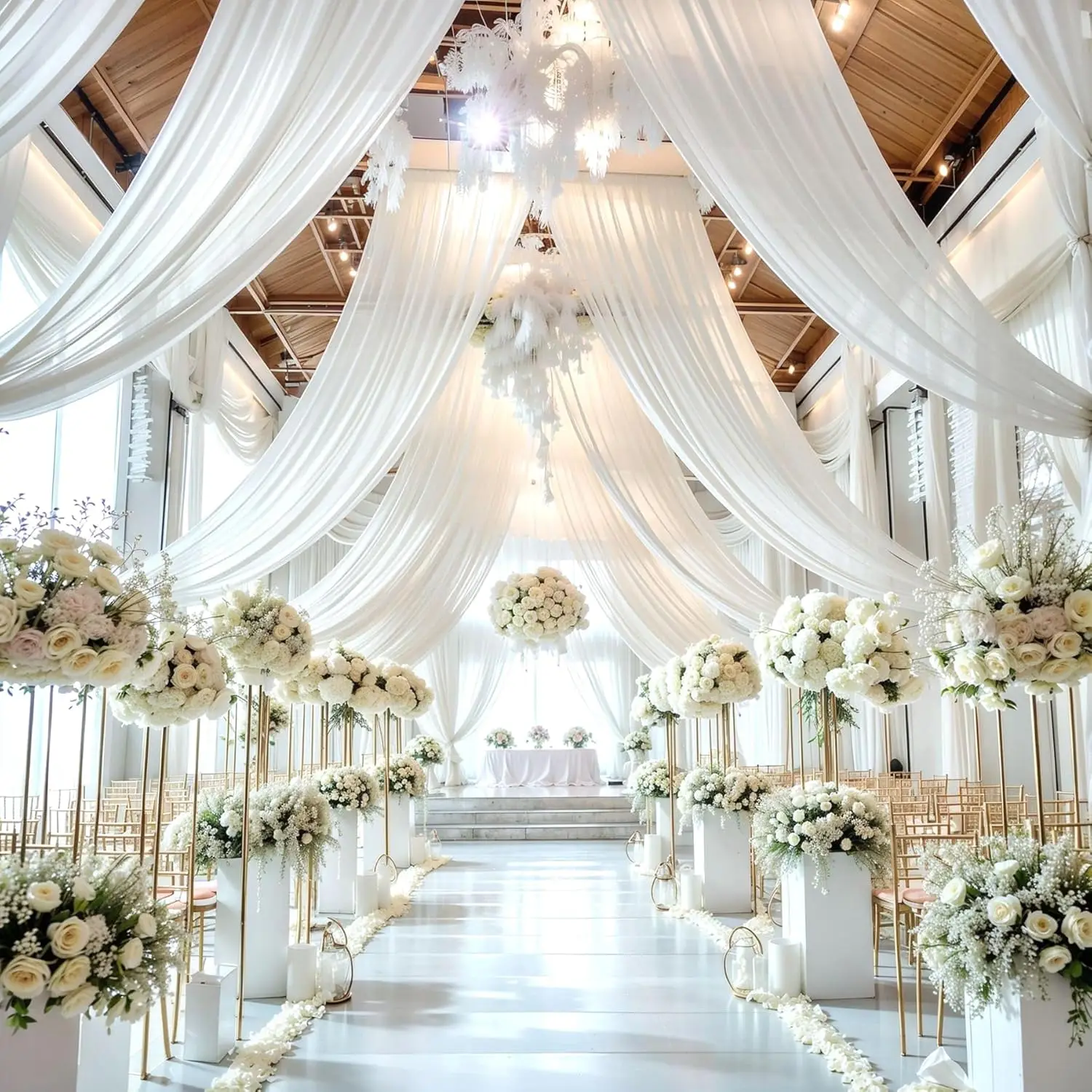 White Ceiling Drapes for Wedding, Chiffon Fabric Arch Draping Curtains for Party Ceremony Birthday Reception Ceiling Decorations
White Ceiling Drapes for Wedding, Chiffon Fabric Arch Draping Curtains for Party Ceremony Birthday Reception Ceiling Decorations