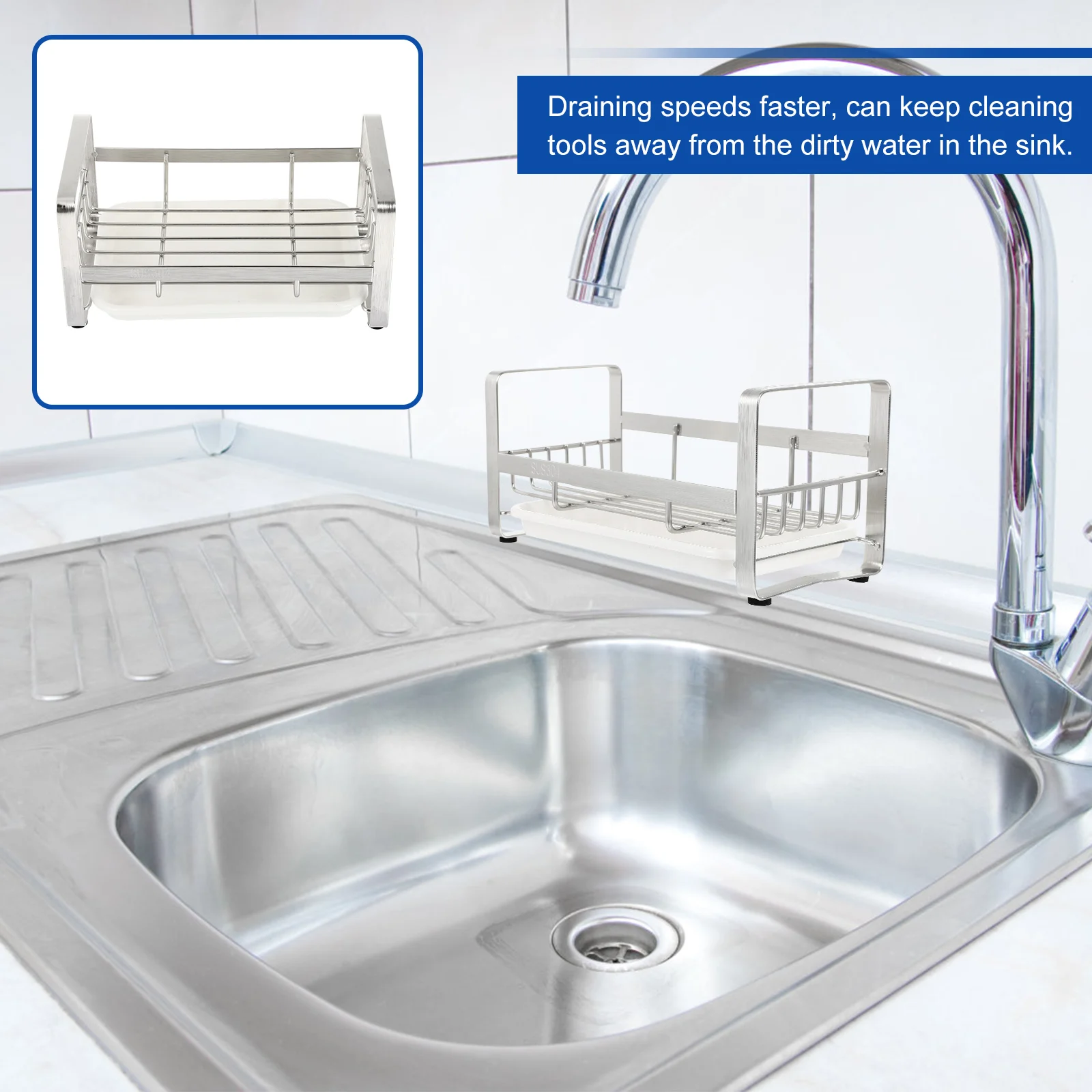 Stainless Steel Sponge Holder ganizer Rack Kitchen Sponge Brush Holder Drainer Shelf Cleaning Tool Storage
Stainless Steel Sponge Holder ganizer Rack Kitchen Sponge Brush Holder Drainer Shelf Cleaning Tool Storage