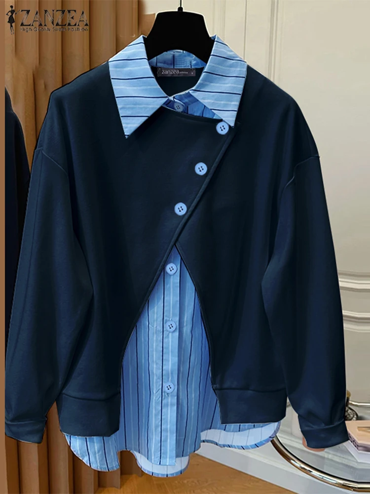 Fashion Long Sleeve Lapel Shirt ZANZEA Women Fake 2PCS Blouse Office Lady Korean Colorblock Tops Casual Loose Buttons Blusas
Fashion Long Sleeve Lapel Shirt ZANZEA Women Fake 2PCS Blouse Office Lady Korean Colorblock Tops Casual Loose Buttons Blusas