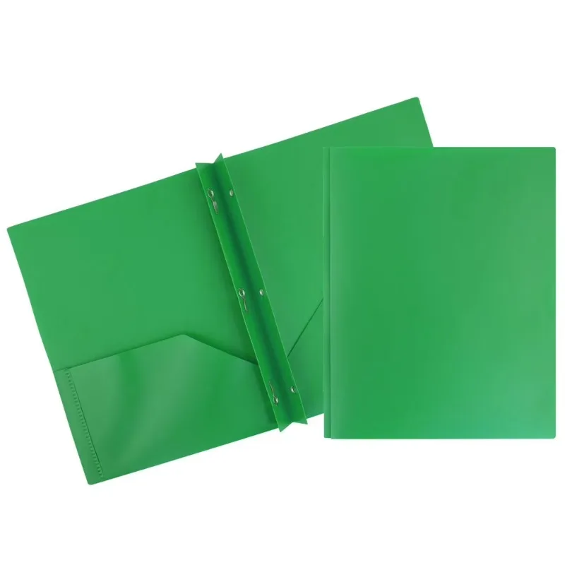 Plastic 2 Pocket School POP Folders with Metal Prongs Fastener Clasps, Green, 6/pack
Plastic 2 Pocket School POP Folders with Metal Prongs Fastener Clasps, Green, 6/pack