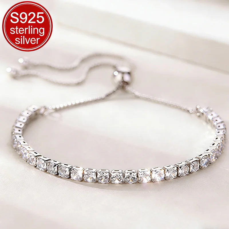925 Sterling Silver Bracelet Elegant Zircon Tennis Crystal Chain for Women Lady Fashion Noble Engagement Wedding Glam Fine Gifts
925 Sterling Silver Bracelet Elegant Zircon Tennis Crystal Chain for Women Lady Fashion Noble Engagement Wedding Glam Fine Gifts