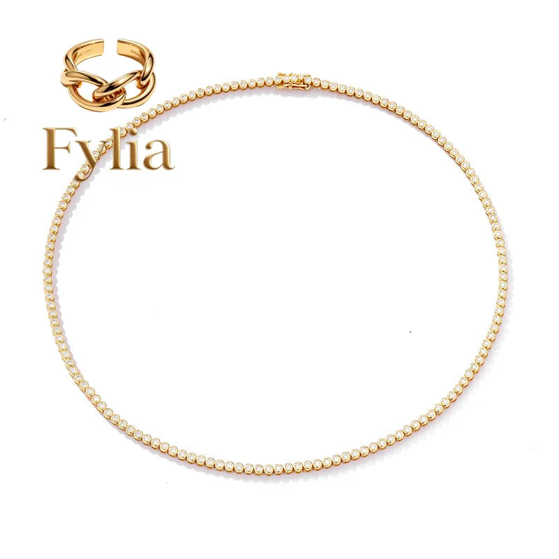 Fylia Jewelry Luxury Solid Platinum PT950 18K gold Women's 2mm Moissanite Diamond Necklace Round Diamond Clavicle Chain
Fylia Jewelry Luxury Solid Platinum PT950 18K gold Women's 2mm Moissanite Diamond Necklace Round Diamond Clavicle Chain