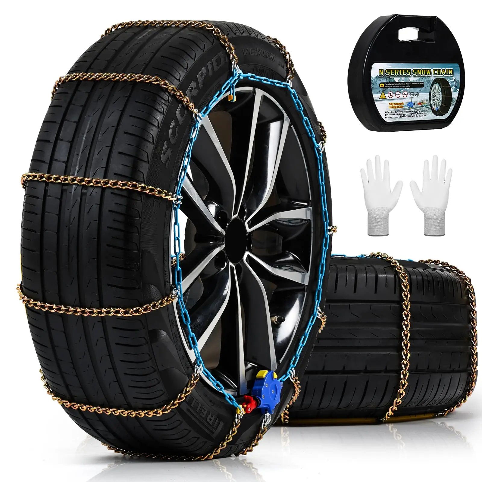 Universal Auto-Tightening Snow Chains For Cars, SUVs, Trucks – Quick 1-Minute Fit, Reusable Emergency Traction Set Of 2
Universal Auto-Tightening Snow Chains For Cars, SUVs, Trucks – Quick 1-Minute Fit, Reusable Emergency Traction Set Of 2