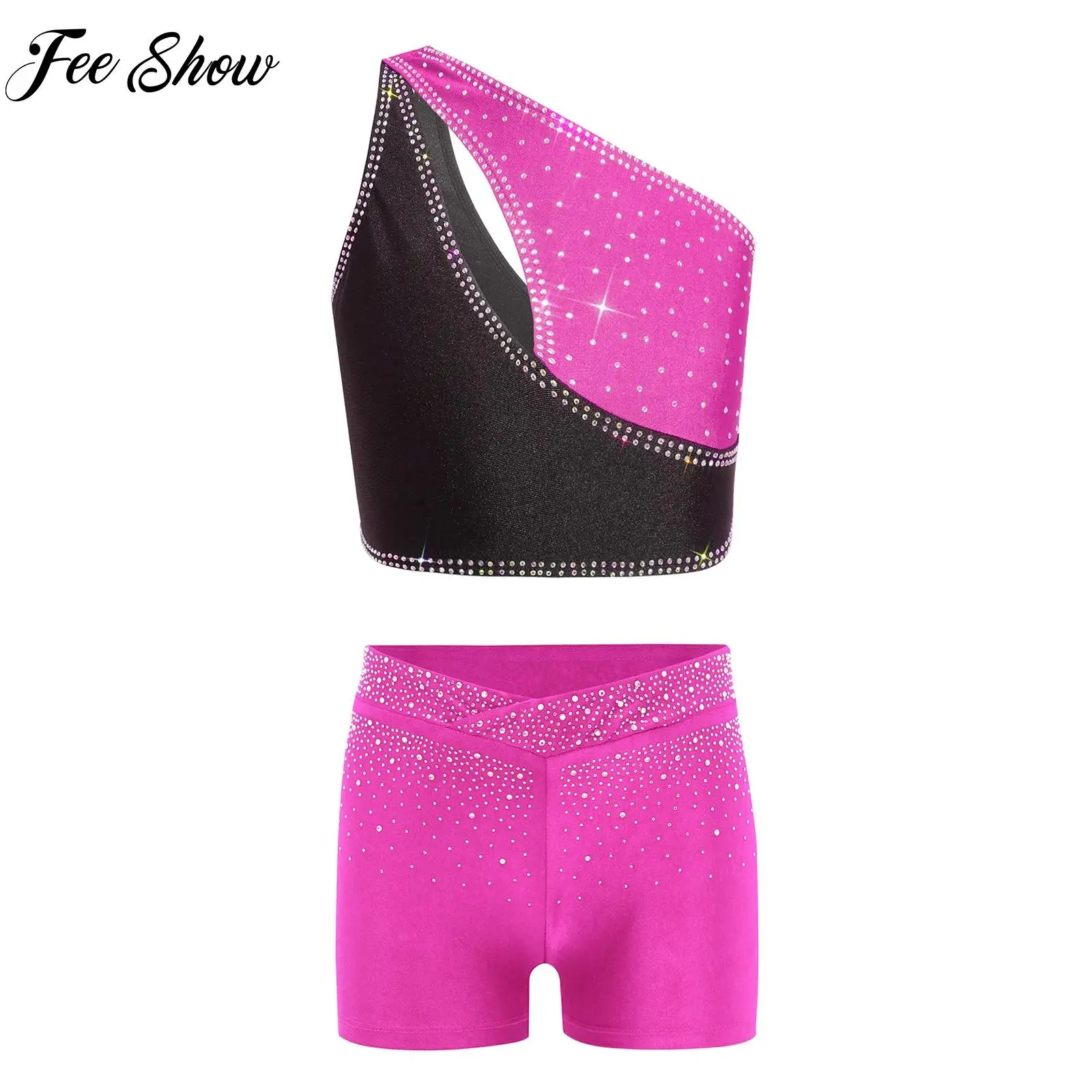Figure Ice Skating Outfit for Girls Kids One Shoulder Sleeveless Crop Top+Shorts Sets Ballet Gymnastics Performance Dancewear
Figure Ice Skating Outfit for Girls Kids One Shoulder Sleeveless Crop Top+Shorts Sets Ballet Gymnastics Performance Dancewear