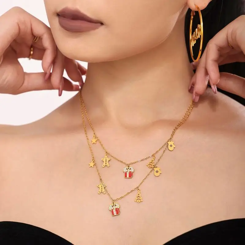 10 Pieces Enamel Glazed Christmas Element Pendant Necklace Bracelet Stainless Steel Fashion Necklace Bracelet Set for Women
10 Pieces Enamel Glazed Christmas Element Pendant Necklace Bracelet Stainless Steel Fashion Necklace Bracelet Set for Women
