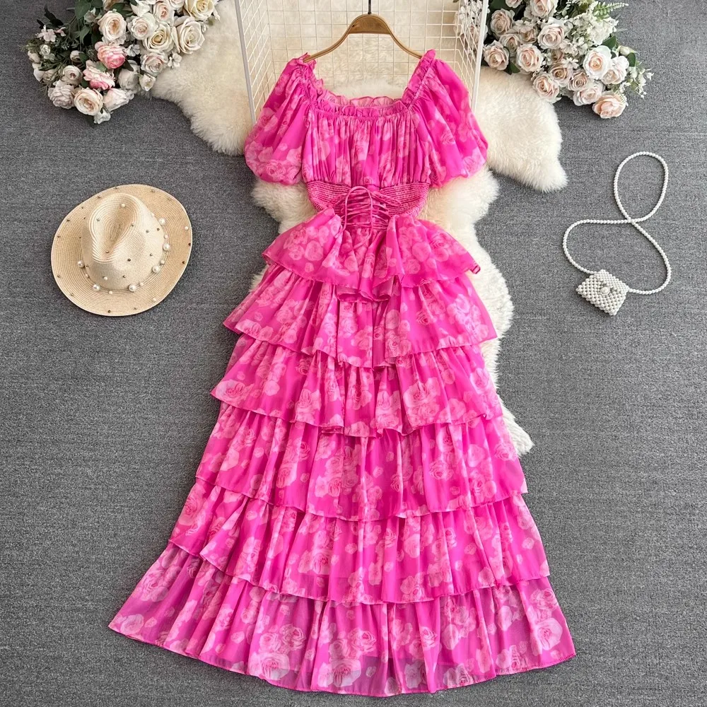 Fashion Luxury Summer Women Print Square Collar Puff Sleeve Casual Layered ruffle edge Cake Dresses Holiday Party Dresses
Fashion Luxury Summer Women Print Square Collar Puff Sleeve Casual Layered ruffle edge Cake Dresses Holiday Party Dresses
