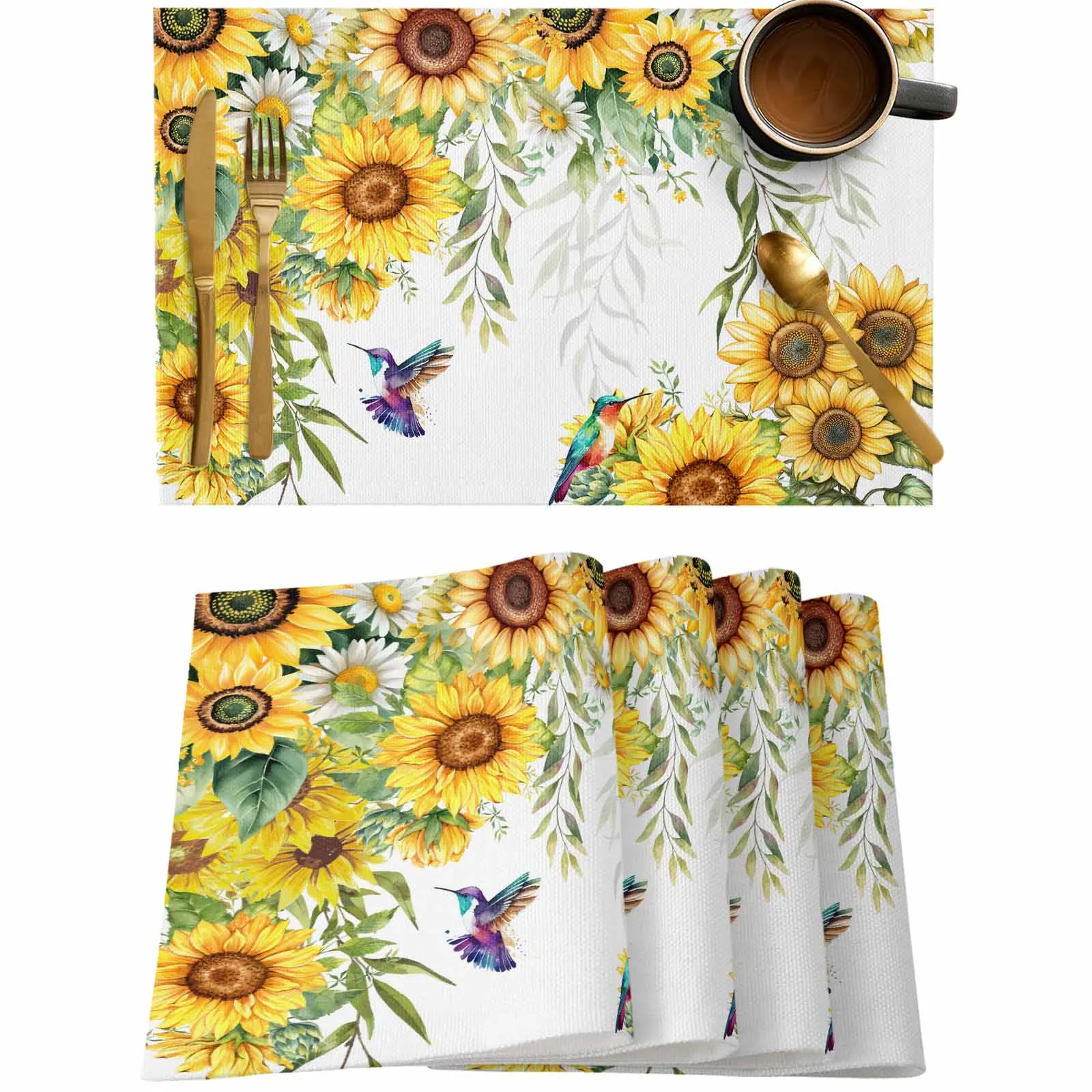 Summer Sunflower Flower Bird Watercolor Plant Kitchen Tableware Cup Bottle Placemat Coffee Pads 4/6pcs Desktop Mats
Summer Sunflower Flower Bird Watercolor Plant Kitchen Tableware Cup Bottle Placemat Coffee Pads 4/6pcs Desktop Mats