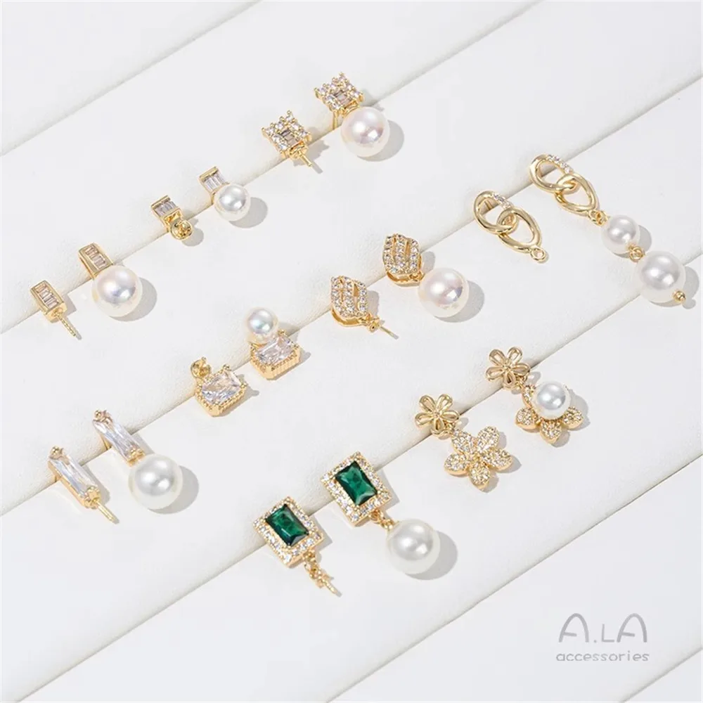 14K Gold-plating Zircon Square Rectangular Flower Bead Holder Silver Needle Earrings DIY Sticky Pearl Ear Jewelry Accessories
14K Gold-plating Zircon Square Rectangular Flower Bead Holder Silver Needle Earrings DIY Sticky Pearl Ear Jewelry Accessories