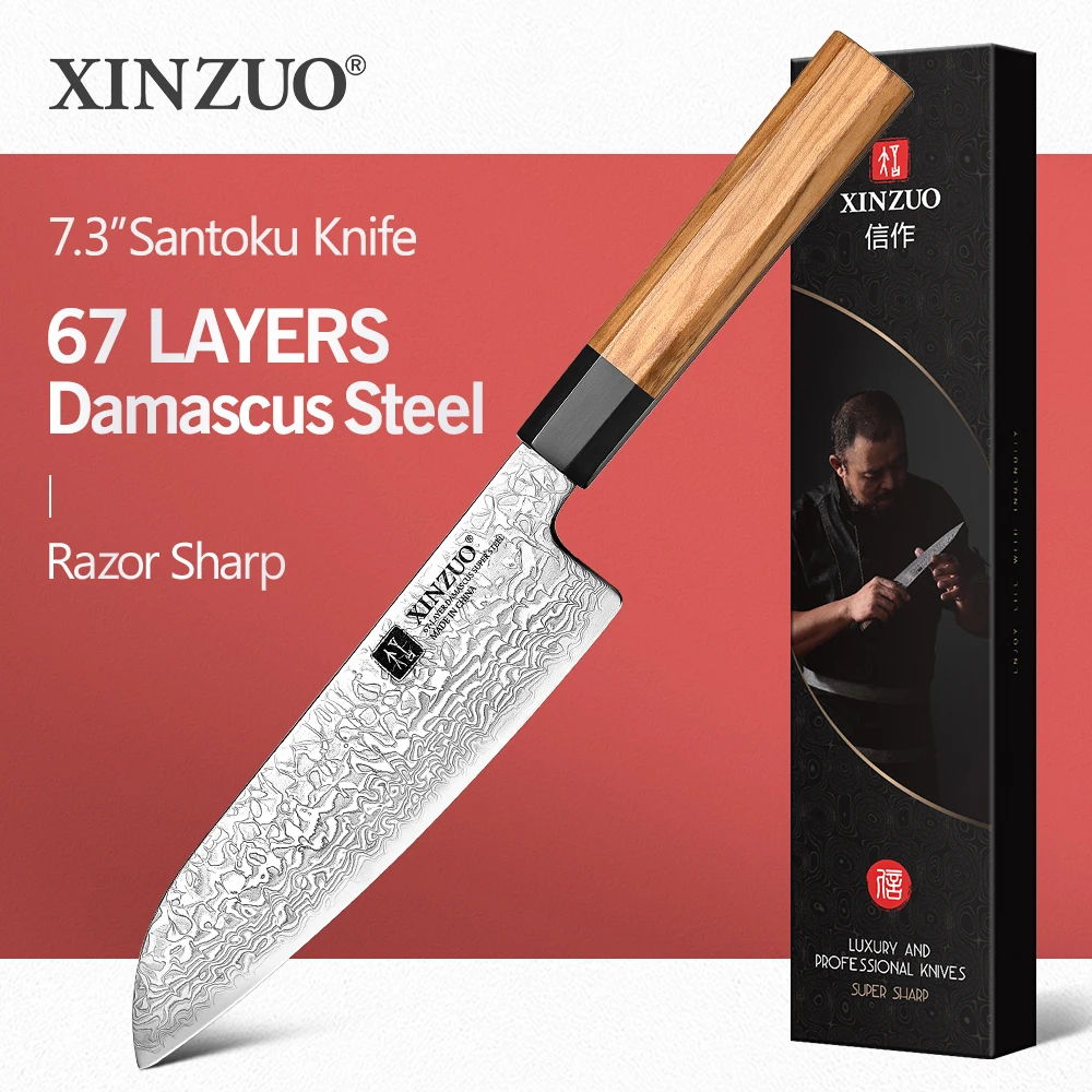 XINZUO 7.3"inch Santoku Knife New Design Kitchen Knife Premium Damascus Steel Patterned Blade 60±2HRC Kitchen Cooking Tools
XINZUO 7.3"inch Santoku Knife New Design Kitchen Knife Premium Damascus Steel Patterned Blade 60±2HRC Kitchen Cooking Tools