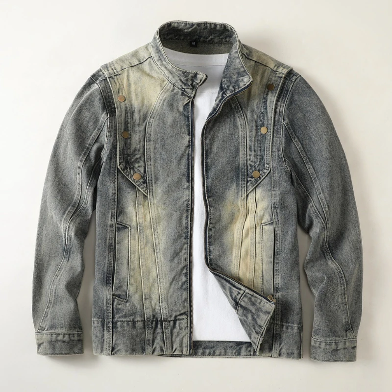 Men's Retro Motorcycle Jacket Hip-Hop Streetwear Denim Coat Casual Loose Fit Vintage Biker Outerwear Trendy Men Clothing
Men's Retro Motorcycle Jacket Hip-Hop Streetwear Denim Coat Casual Loose Fit Vintage Biker Outerwear Trendy Men Clothing