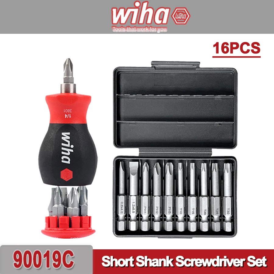 WIHA 16 PCS Short Shank Screwdriver Set with Slotted Phillips and Torx Bits No-slip Multifunction Bit Set 90019C
WIHA 16 PCS Short Shank Screwdriver Set with Slotted Phillips and Torx Bits No-slip Multifunction Bit Set 90019C
