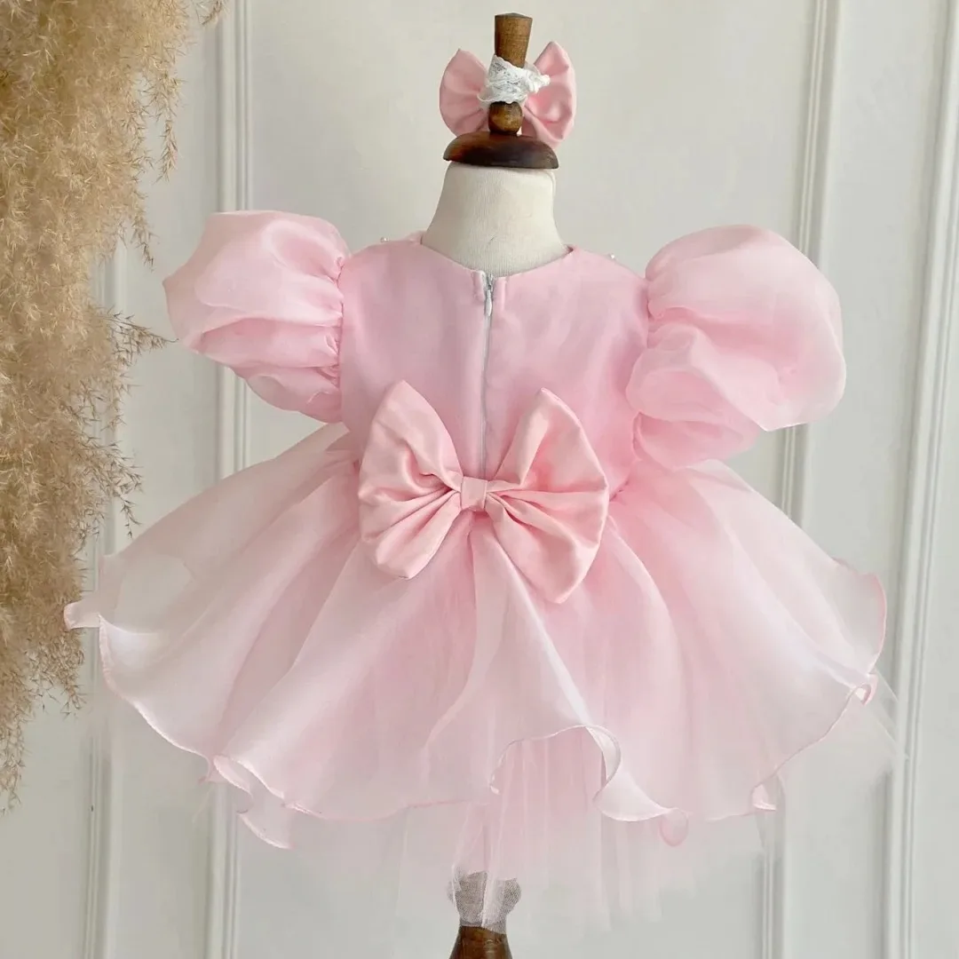 Custom Flower Girl Dress Pink Tulle Pearl Bow Short Sleeve Wedding Birthday Party
Custom Flower Girl Dress Pink Tulle Pearl Bow Short Sleeve Wedding Birthday Party