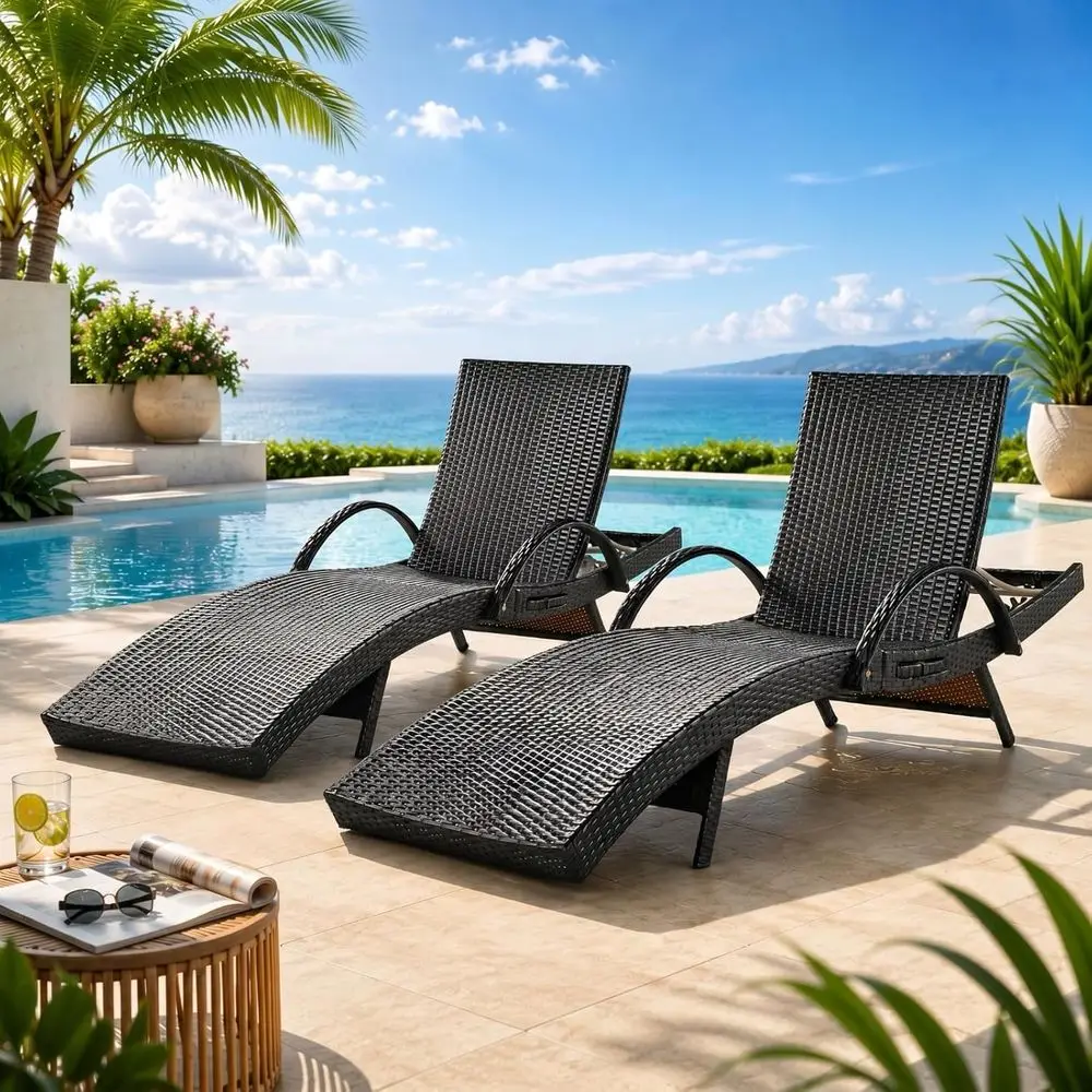 80.3" Chaise Lounge Outdoor Set o 2, Wicker Pool Lounge Chairs Outdoor with Pull-Out Side Table, Adjustable Reclining Patio Chai
80.3" Chaise Lounge Outdoor Set o 2, Wicker Pool Lounge Chairs Outdoor with Pull-Out Side Table, Adjustable Reclining Patio Chai