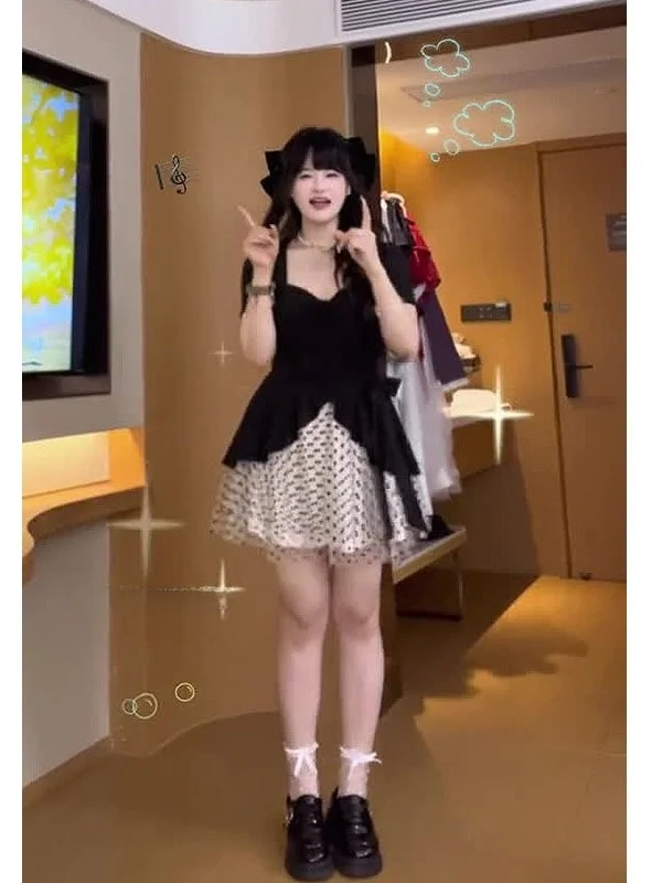 Slimming Polka Dot Mesh Panel A-Line Dress Women's plus Size Fashionable Sweet Preppy Style Short Sleeve Summer Dress
Slimming Polka Dot Mesh Panel A-Line Dress Women's plus Size Fashionable Sweet Preppy Style Short Sleeve Summer Dress