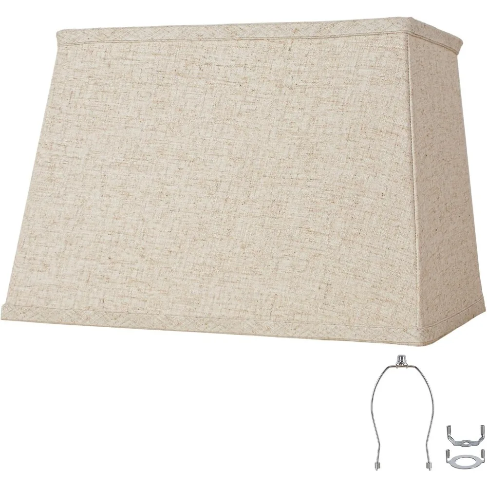 rectangular lampshade, large beige lamp shade, (7 x 12.5) '' x (9 x 15) '' x 9.8 '', includes 1 shade bracket, 2 adapters, suita 
rectangular lampshade, large beige lamp shade, (7 x 12.5) '' x (9 x 15) '' x 9.8 '', includes 1 shade bracket, 2 adapters, suita