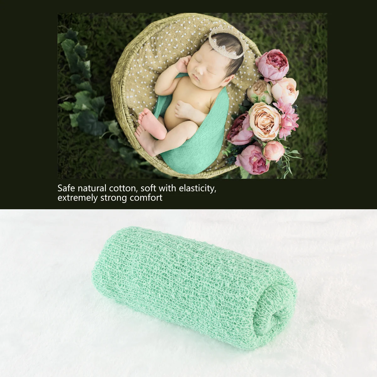 Newborn Baby Photography Prop Mint Green Stretch Wrap Long Ripple Swaddle for Various Props and Warmth Baby Wrap Photo Prop
Newborn Baby Photography Prop Mint Green Stretch Wrap Long Ripple Swaddle for Various Props and Warmth Baby Wrap Photo Prop