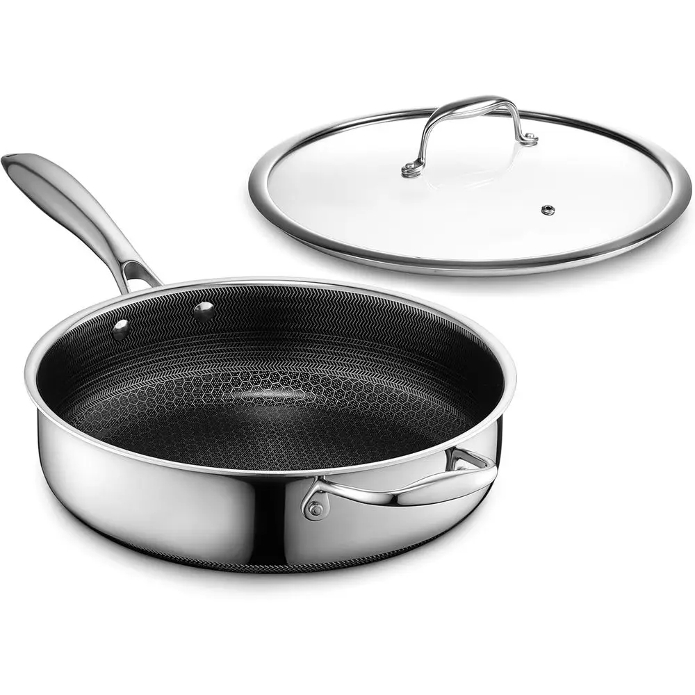 Hybrid Nonstick 3.3-Quart Deep Sauté Pan with Tempered Glass Lid, Stay-Cool Handle, Dishwasher-riendly, Oven-Sae Up to 900°, Ind
Hybrid Nonstick 3.3-Quart Deep Sauté Pan with Tempered Glass Lid, Stay-Cool Handle, Dishwasher-riendly, Oven-Sae Up to 900°, Ind