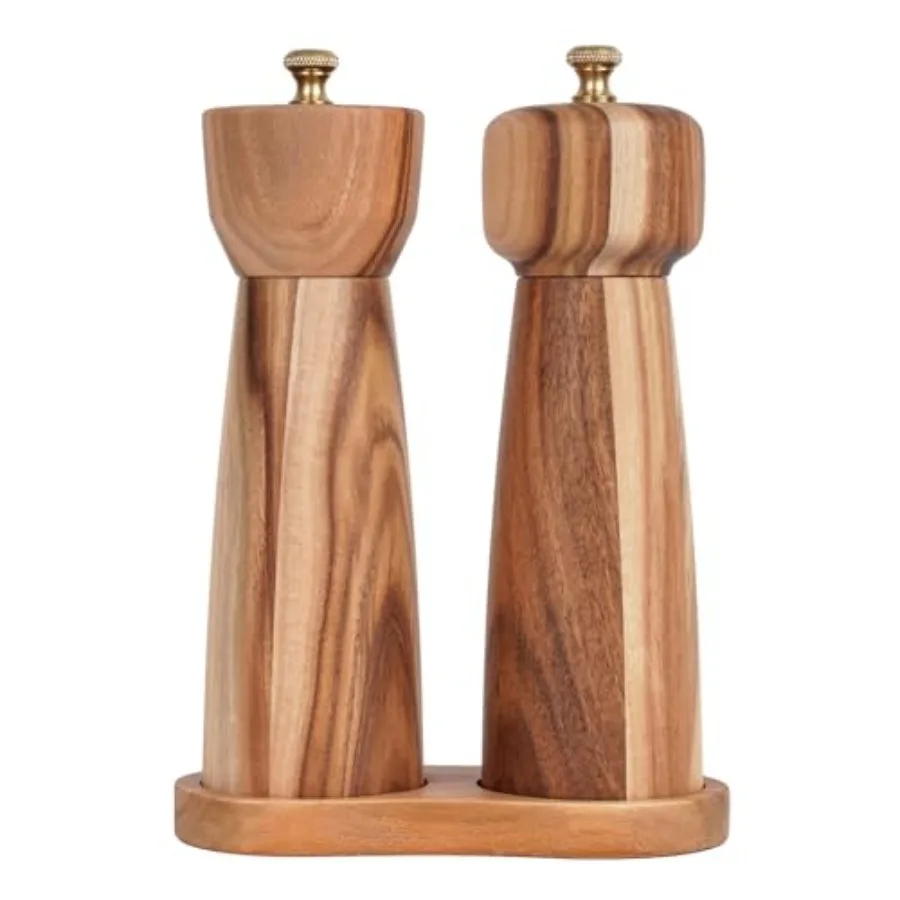 Salt and Pepper Mill Set with Tray Adjustable Ceramic Grinder Salt Mill Stainless Steel Grinder Pepper Mill Acacia Wood 20.5 cm
Salt and Pepper Mill Set with Tray Adjustable Ceramic Grinder Salt Mill Stainless Steel Grinder Pepper Mill Acacia Wood 20.5 cm