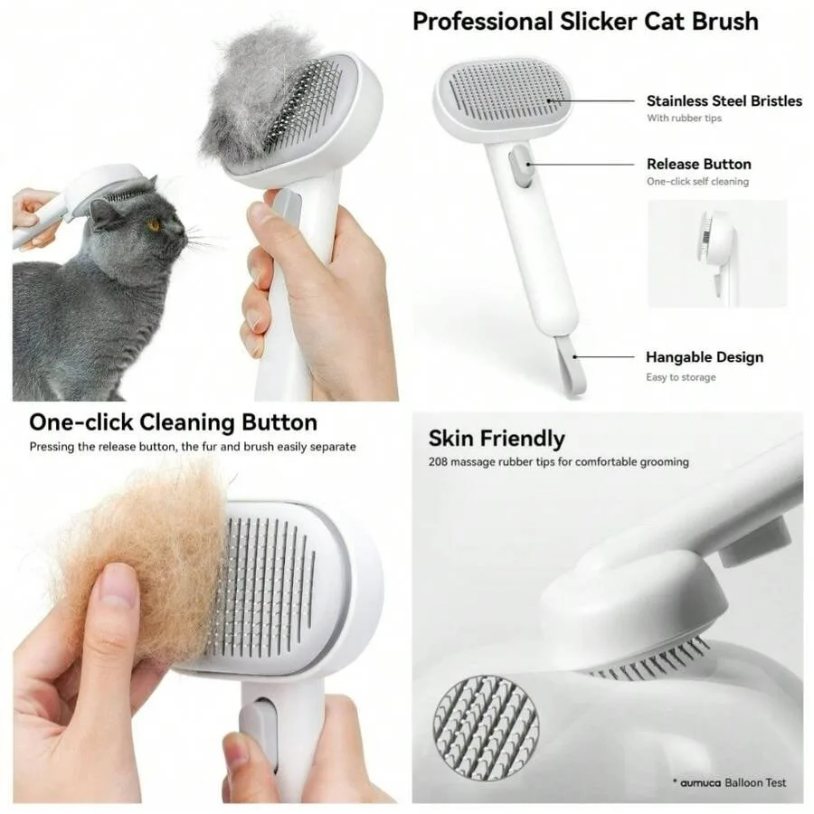 【New Arrival】Self-Cleaning Cat Slicker Brush, One-Click Release Pet Grooming Brush with Stainless Steel Bristles for Dogs & Cats
【New Arrival】Self-Cleaning Cat Slicker Brush, One-Click Release Pet Grooming Brush with Stainless Steel Bristles for Dogs & Cats