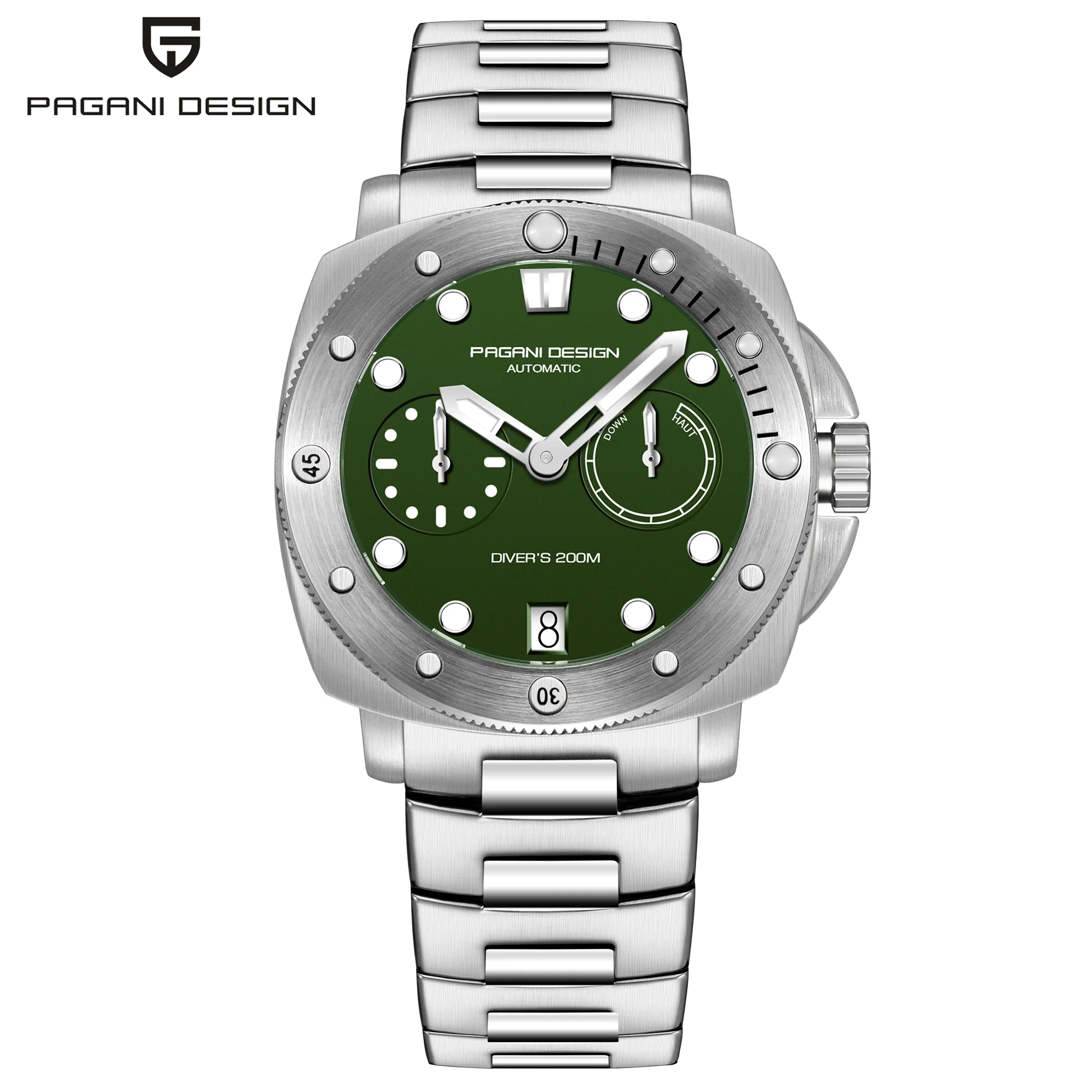 Pagani Design PD1767 Automatic Mechanical Watch 41mm Steel Case SS Wristband 200M Diving Sapphire CAL.2C22 Men's watch
Pagani Design PD1767 Automatic Mechanical Watch 41mm Steel Case SS Wristband 200M Diving Sapphire CAL.2C22 Men's watch