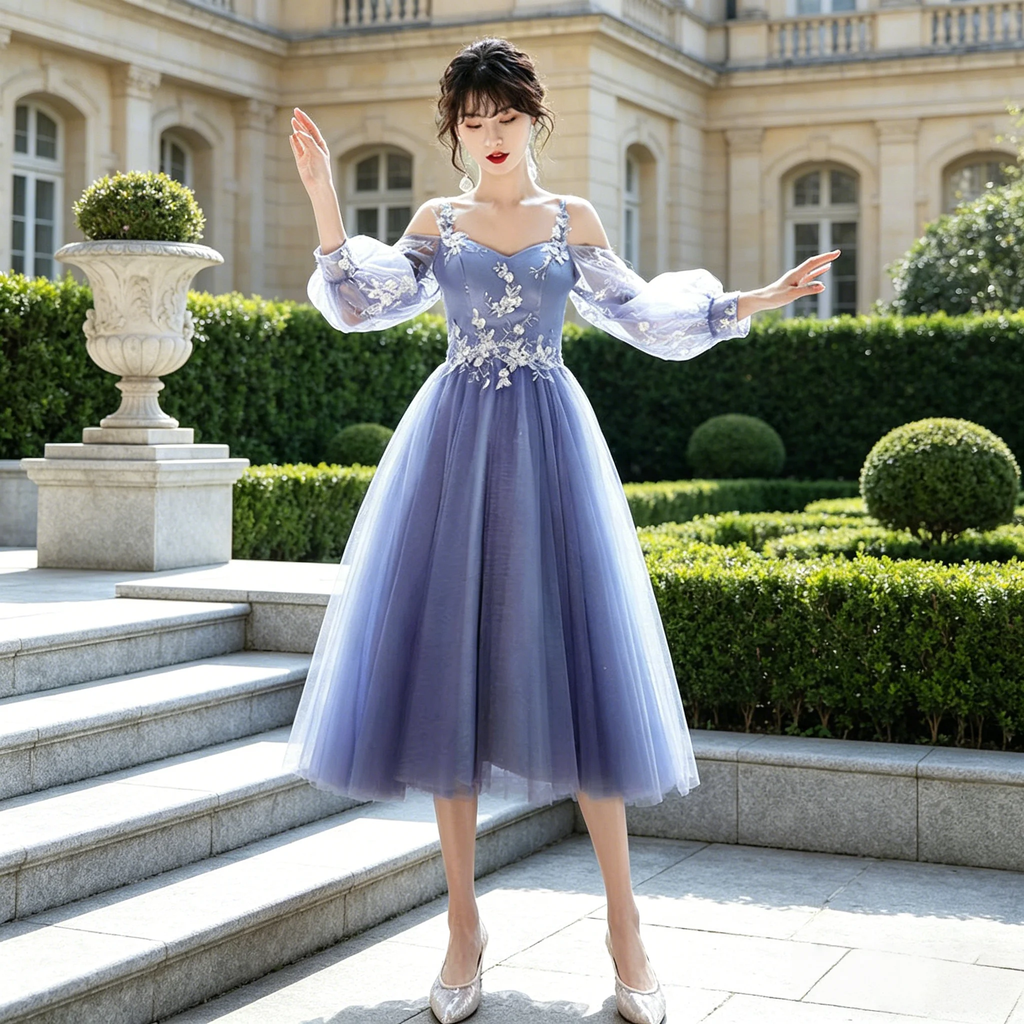 Spring Style Small Size Women's Dress LinJ High End Blue Maids Dress Casual Wear Sister Group Formal Wear European Style
Spring Style Small Size Women's Dress LinJ High End Blue Maids Dress Casual Wear Sister Group Formal Wear European Style