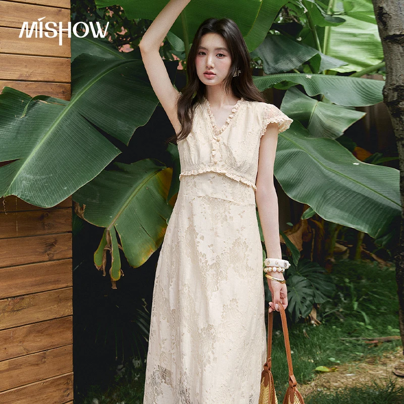 MISHOW Apricot Flower Lace Ruffles Edge Waist-Cinching Dress Female 2026 Summer V-Neck Gentle Slimming Office Dress MXF28L2762
MISHOW Apricot Flower Lace Ruffles Edge Waist-Cinching Dress Female 2026 Summer V-Neck Gentle Slimming Office Dress MXF28L2762
