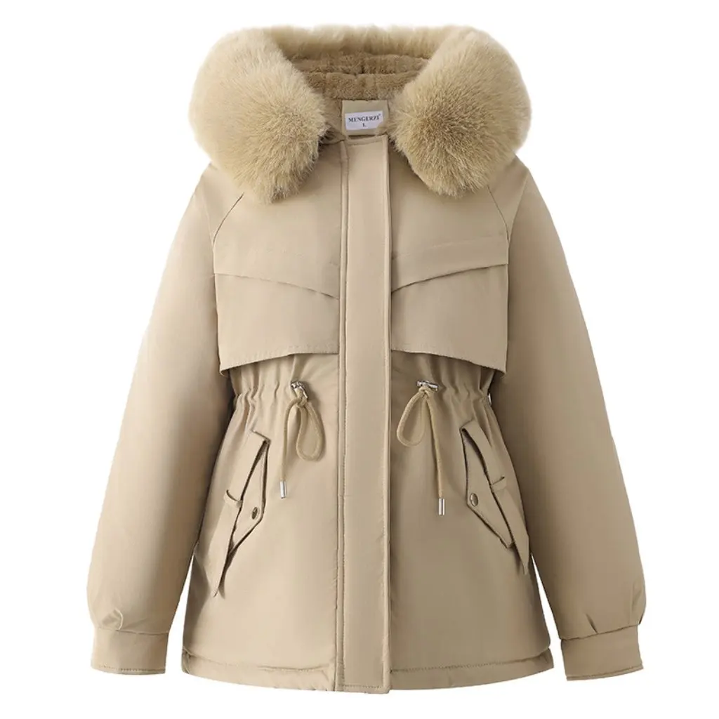 Women's Parka Coat Winter Thickened Fleece Lined Jacket Large Fur Collar Mid-Length Cotton Padded Outerwear European Style
Women's Parka Coat Winter Thickened Fleece Lined Jacket Large Fur Collar Mid-Length Cotton Padded Outerwear European Style