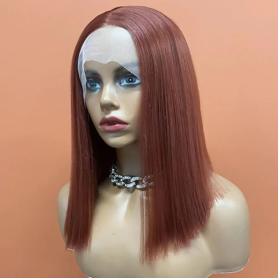 Blunt Cut Bob Lace Wig Dark Red Brown Heat Resistant Synthetic Fiber Short Lace Front Wig Fake Hair Daily Use Bob Wig
Blunt Cut Bob Lace Wig Dark Red Brown Heat Resistant Synthetic Fiber Short Lace Front Wig Fake Hair Daily Use Bob Wig