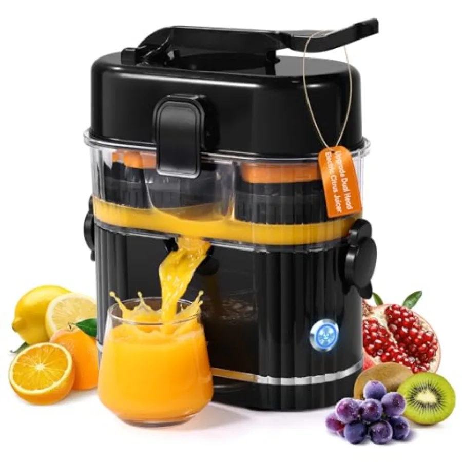 Electric Orange Juicer for home use, ABS plastic body in Electric Orange and Black, dual-head automatic squeezer with built-in
Electric Orange Juicer for home use, ABS plastic body in Electric Orange and Black, dual-head automatic squeezer with built-in