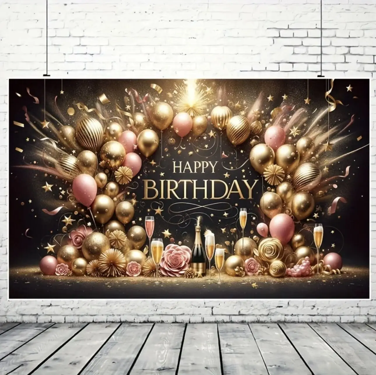 Happy Birthday Black and Gold Balloon Photography Background Wall Suitable for Family Ball Birthday Party Decoration Banner 1pc
Happy Birthday Black and Gold Balloon Photography Background Wall Suitable for Family Ball Birthday Party Decoration Banner 1pc
