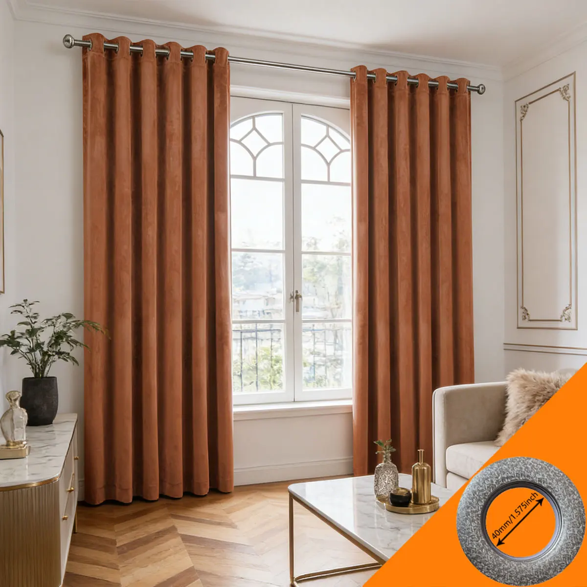 Luxury Caramel Terracotta Velvet Blackout Curtains, Thermal Insulated Eyelet Window Drapes for Living Room Bedroom
Luxury Caramel Terracotta Velvet Blackout Curtains, Thermal Insulated Eyelet Window Drapes for Living Room Bedroom