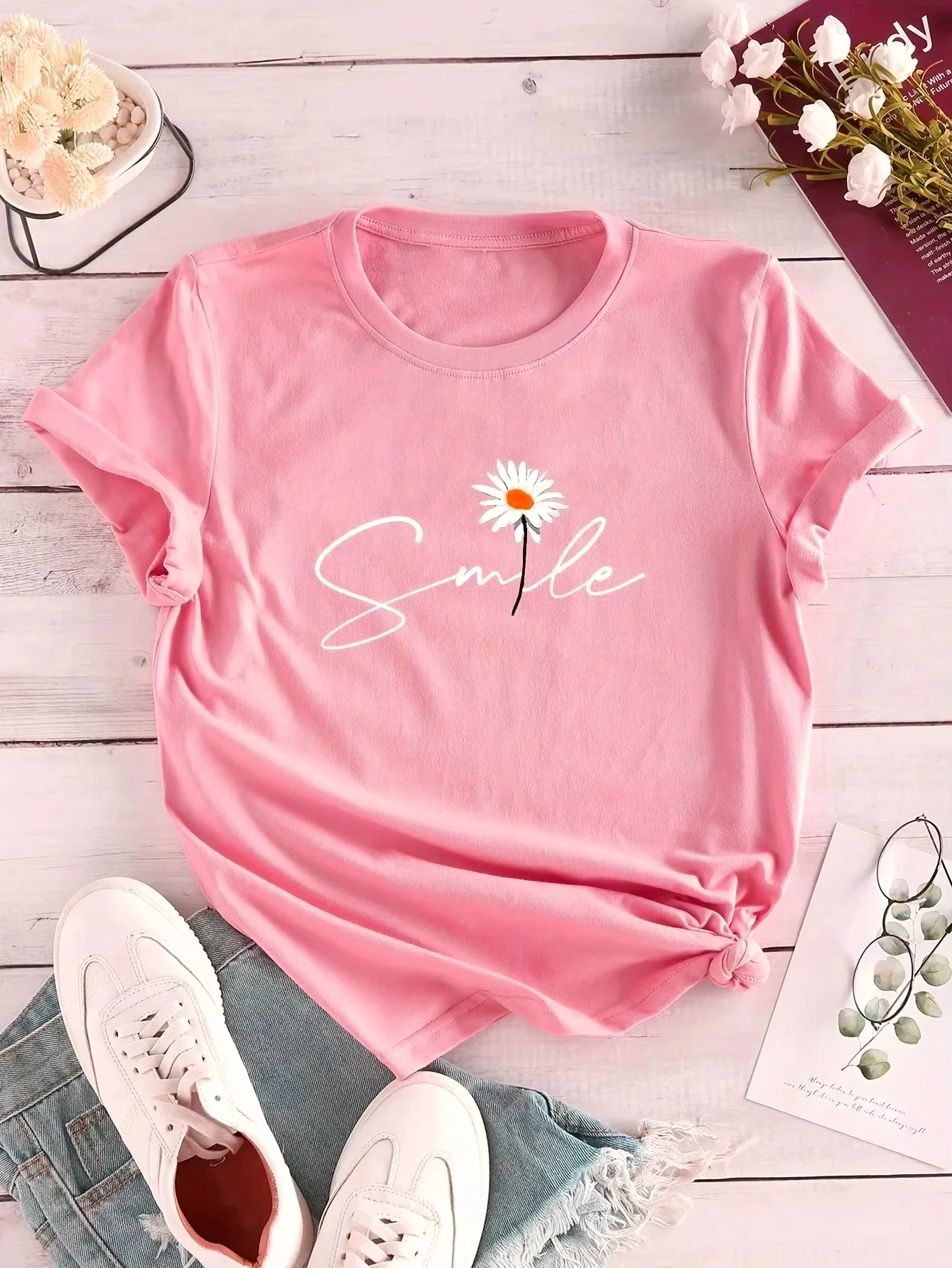 Flower & Letter Print Crew Neck T-Shirt Casual Short Sleeve T-Shirt for Summer Women's Clothing Comfortable Creative Tops MEN
Flower & Letter Print Crew Neck T-Shirt Casual Short Sleeve T-Shirt for Summer Women's Clothing Comfortable Creative Tops MEN