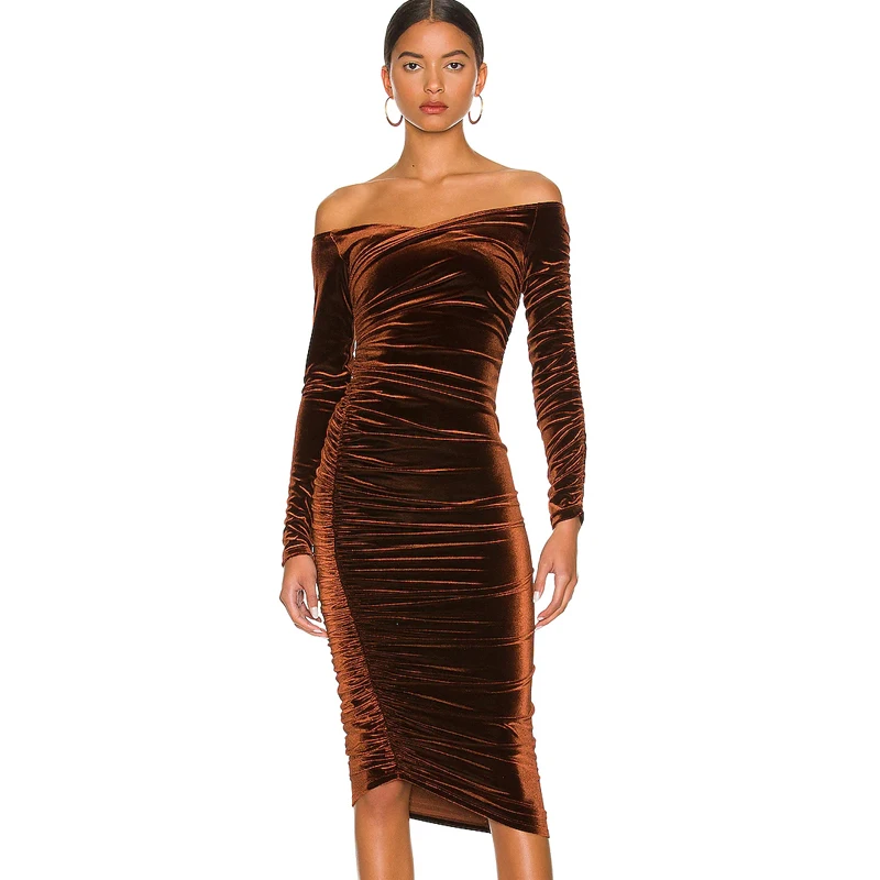 New sexy and elegant velvet one-shoulder long-sleeved dress with irregular hem ruffled slim fit hip party party club dress
New sexy and elegant velvet one-shoulder long-sleeved dress with irregular hem ruffled slim fit hip party party club dress