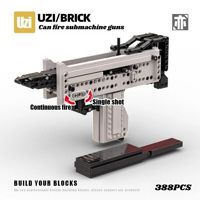 388PCS Creative Firearm Uzi Building Blocks Technical Submachine Gun Capable of Firing Bullets Assemble Bricks Toy Gift For Boy
388PCS Creative Firearm Uzi Building Blocks Technical Submachine Gun Capable of Firing Bullets Assemble Bricks Toy Gift For Boy