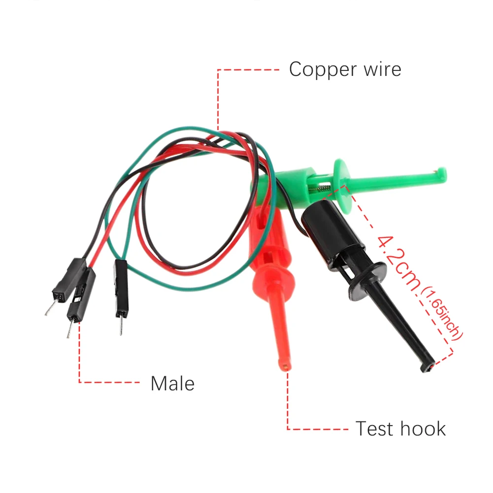3pcs Hook Type Test Clip Probes Instrumentation for Electronic Testing Transistor Tester with Male Head DuPont Line Repair Tools
3pcs Hook Type Test Clip Probes Instrumentation for Electronic Testing Transistor Tester with Male Head DuPont Line Repair Tools