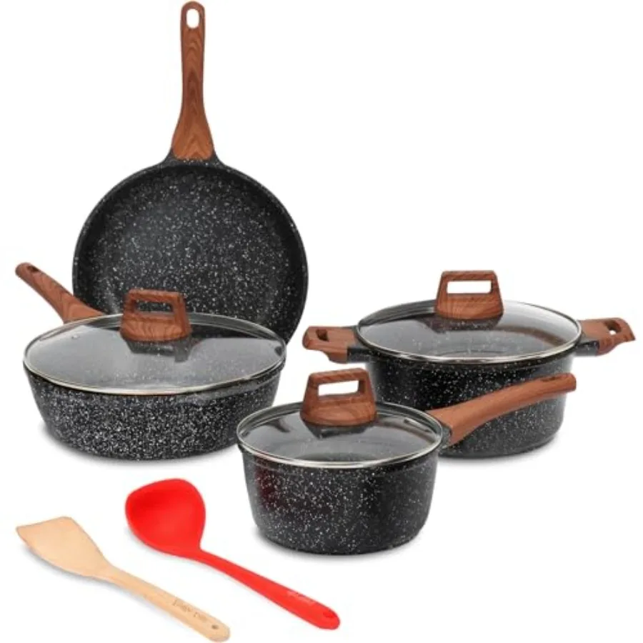 Nonstick Cookware Sets 9 Pcs Granite Coating Pots and Pans Set Kitchen Cooking Set Compatible with All Stovetops Gas Electric I
Nonstick Cookware Sets 9 Pcs Granite Coating Pots and Pans Set Kitchen Cooking Set Compatible with All Stovetops Gas Electric I