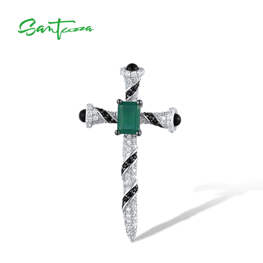 SANTUZZA Pure 925 Sterling Silver Cross Pendant for Women Sparkling White CZ Black Spinel Green Chalcedony Classic Fine Jewelry
SANTUZZA Pure 925 Sterling Silver Cross Pendant for Women Sparkling White CZ Black Spinel Green Chalcedony Classic Fine Jewelry