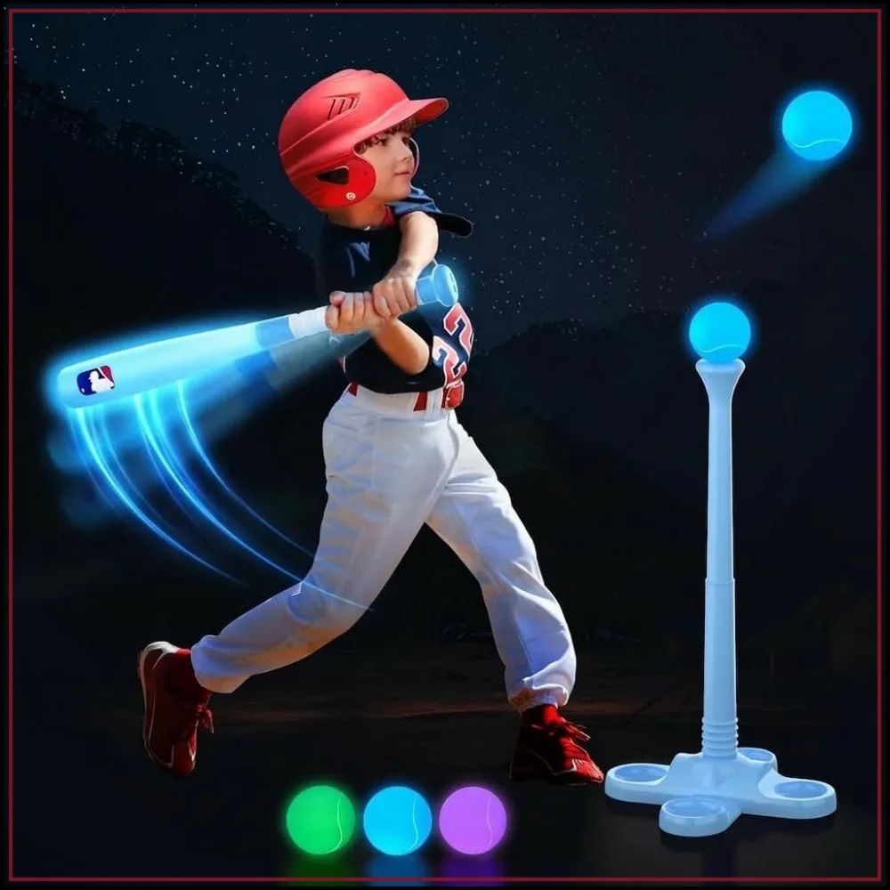 Glow-in-the-Dark T-Ball Set for Toddlers 3-8, LED Baseball Toys, Outdoor Games for Kids, Rechargeable, 7 Color Lights, Blue
Glow-in-the-Dark T-Ball Set for Toddlers 3-8, LED Baseball Toys, Outdoor Games for Kids, Rechargeable, 7 Color Lights, Blue