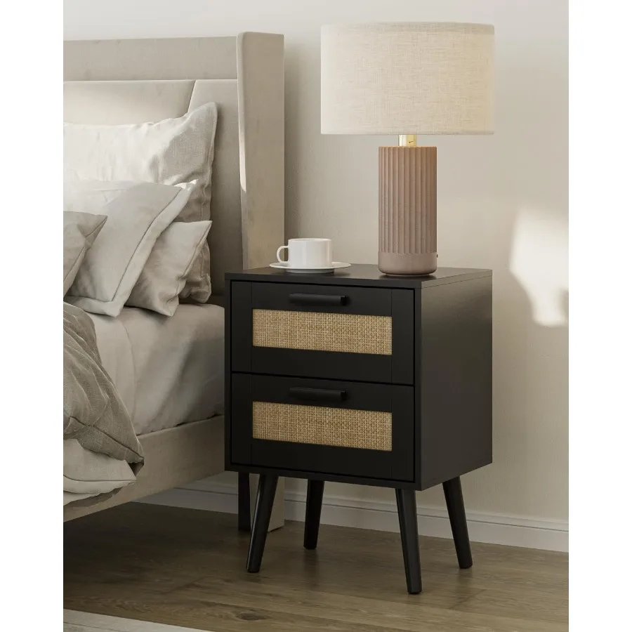 Rattan Night Stand Modern nightstand Boho Bedside Table with 2 Drawer Small End Side Table for Bedroom Living Room Office Black
Rattan Night Stand Modern nightstand Boho Bedside Table with 2 Drawer Small End Side Table for Bedroom Living Room Office Black