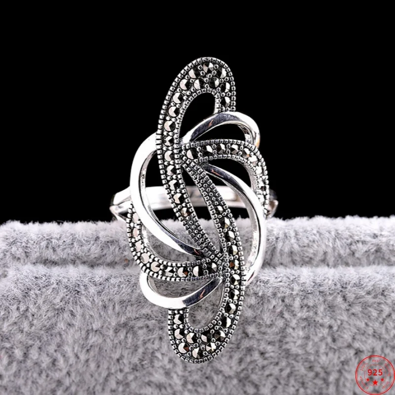 Genuine S925 Sterling Silver Charms Rings for Women New Fashion Hollow Geometric Pattern Marcasite Punk Jewelry Wholesale
Genuine S925 Sterling Silver Charms Rings for Women New Fashion Hollow Geometric Pattern Marcasite Punk Jewelry Wholesale