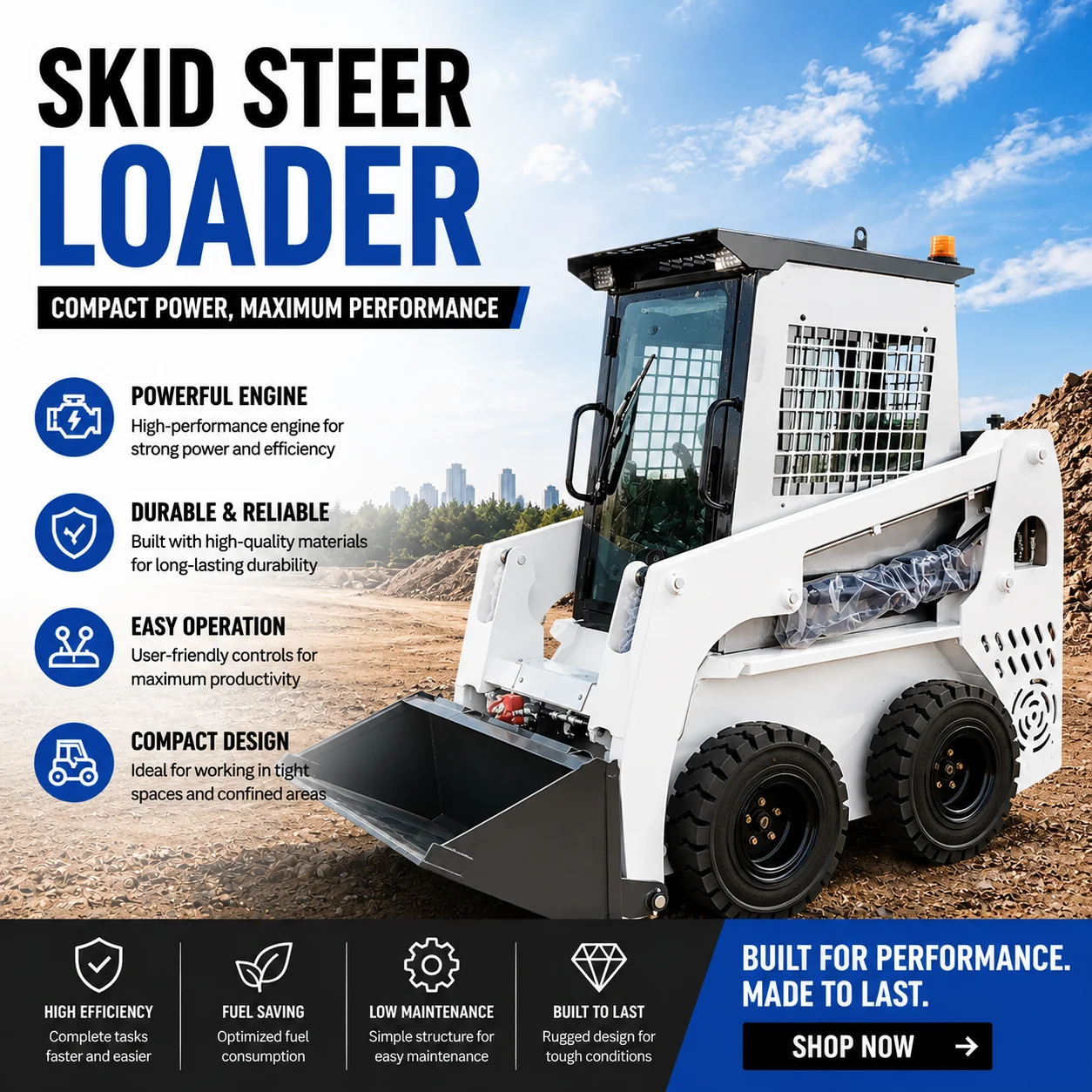 Custom CE Euro 5 Wheeled Skid Steer Loader Compact Machine for Road Construction and Farm Applications
Custom CE Euro 5 Wheeled Skid Steer Loader Compact Machine for Road Construction and Farm Applications