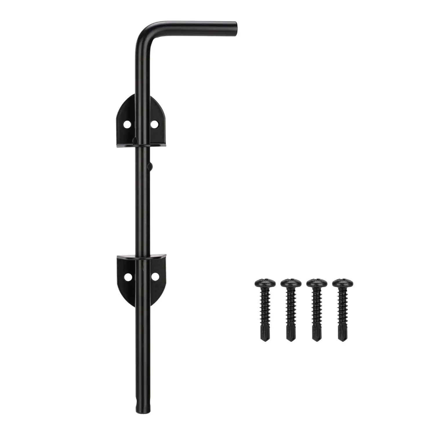12" Heavy Duty Cane Bolt Drop Rod Gate Stopper for Wooden Metal Fences, Black Finish with Brackets
12" Heavy Duty Cane Bolt Drop Rod Gate Stopper for Wooden Metal Fences, Black Finish with Brackets